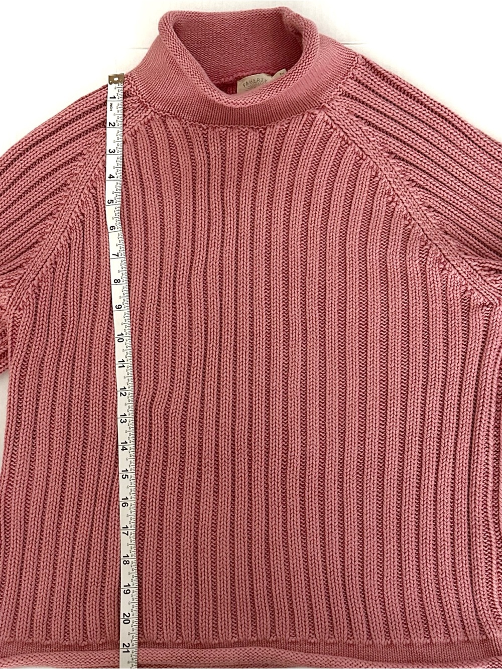 Faherty Sunwashed Cotton Rollneck Sweater - Baroque Rose Size Medium - Picture 8 of 12